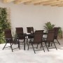 Conjunto de Comedor de Jardín 7 pcs Marrón Poliratán