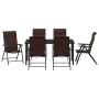 Conjunto de Comedor de Jardín 7 pcs Marrón Poliratán