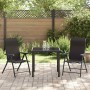 Conjunto de Comedor de Jardín 3 pcs Negro Poliratán