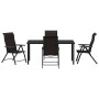 Conjunto de Comedor de Jardín 5 pcs Negro Poliratán