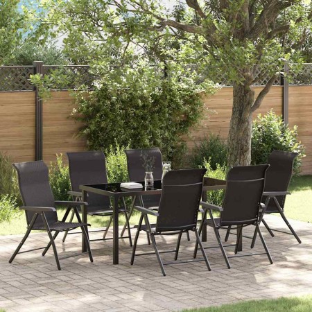 Conjunto de Comedor de Jardín 7 pcs Negro Poliratán