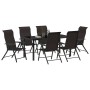 Conjunto de Comedor de Jardín 7 pcs Negro Poliratán