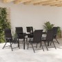 Conjunto de Comedor de Jardín 7 pcs Negro Poliratán