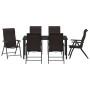 Conjunto de Comedor de Jardín 7 pcs Negro Poliratán