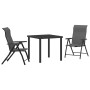 Conjunto de Comedor de Jardín 3 pcs Gris Poliratán