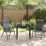 Conjunto de Comedor de Jardín 3 pcs Gris Poliratán