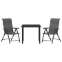 Conjunto de Comedor de Jardín 3 pcs Gris Poliratán
