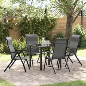 Conjunto de Comedor de Jardín 5 pcs Gris Poliratán