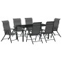 Conjunto de Comedor de Jardín 7 pcs Gris Poliratán