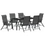 Conjunto de Comedor de Jardín 7 pcs Gris Poliratán