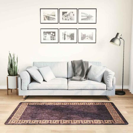 Alfombra lavable antideslizante negro y dorado 80x150 cm