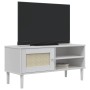 Mueble de TV SENJA aspecto ratán madera pino blanco 106x40x49cm en Muebles TV | Comprar online en Foro24