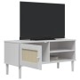 Mueble de TV SENJA aspecto ratán madera pino blanco 106x40x49cm en Muebles TV | Comprar online en Foro24
