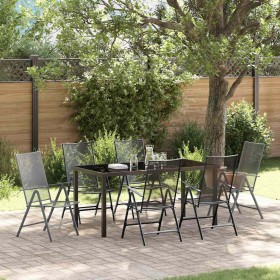 Conjunto de Comedor de Jardín 7 pcs Antracita Acero