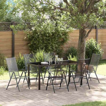 Conjunto de Comedor de Jardín 7 pcs Antracita Acero