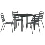 Conjunto de Comedor de Jardín 5 pcs Gris oscuro Acero