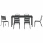 Conjunto de Comedor de Jardín 7 pcs Gris oscuro Acero