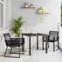 Conjunto de Comedor de Jardín 3 pcs Negro Poliratán