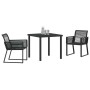 Conjunto de Comedor de Jardín 3 pcs Negro Poliratán