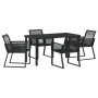 Conjunto de Comedor de Jardín 5 pcs Negro Poliratán