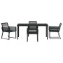 Conjunto de Comedor de Jardín 5 pcs Negro Poliratán