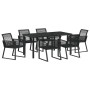 Conjunto de Comedor de Jardín 7 pcs Negro Poliratán