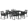 Conjunto de Comedor de Jardín 7 pcs Negro Poliratán