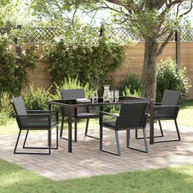 Conjunto de Comedor de Jardín 5 pcs Negro Poliratán