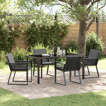 Conjunto de Comedor de Jardín 5 pcs Negro Poliratán