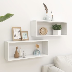 Cube wall shelf 2 pcs engineered wood white 60x15x23cm by vidaXL, Shelves and shelves - Ref: Foro24-807133, Price: 38,20 €, D...
