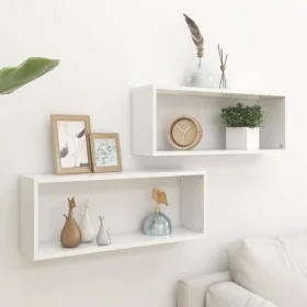 Cube wall shelf 2 pcs engineered wood white 60x15x23cm by vidaXL, Shelves and shelves - Ref: Foro24-807133, Price: 37,44 €, D...