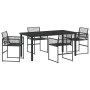 Conjunto de Comedor de Jardín 5 pcs Negro Poliratán