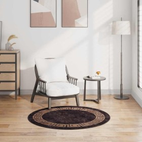 Alfombra lavable antideslizante negro y dorado φ120 cm