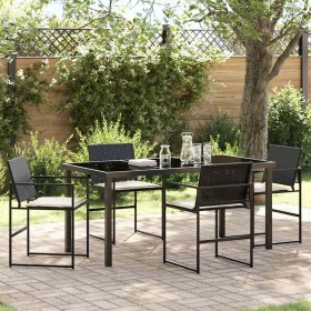 Conjunto de Comedor de Jardín 5 pcs Negro Poliratán