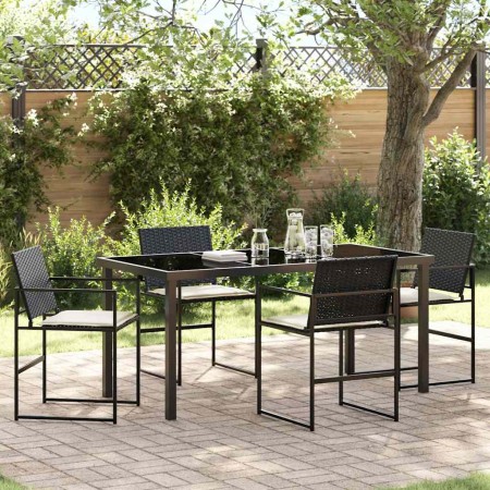Conjunto de Comedor de Jardín 5 pcs Negro Poliratán