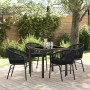 Conjunto de Comedor de Jardín 5 pcs Negro Poliratán