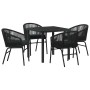 Conjunto de Comedor de Jardín 5 pcs Negro Poliratán