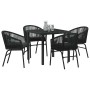 Conjunto de Comedor de Jardín 5 pcs Negro Poliratán