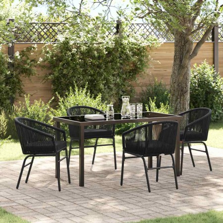 Conjunto de Comedor de Jardín 5 pcs Negro Poliratán