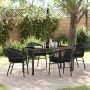 Conjunto de Comedor de Jardín 5 pcs Negro Poliratán