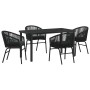 Conjunto de Comedor de Jardín 5 pcs Negro Poliratán