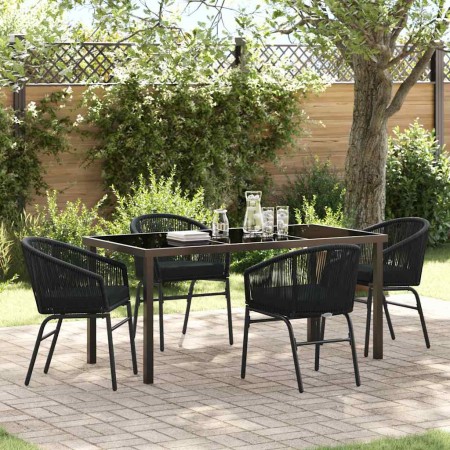 Conjunto de Comedor de Jardín 5 pcs Negro Poliratán
