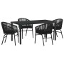 Conjunto de Comedor de Jardín 5 pcs Negro Poliratán