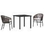 Conjunto de Comedor de Jardín 3 pcs Marrón Poliratán