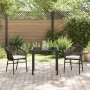 Conjunto de Comedor de Jardín 3 pcs Marrón Poliratán