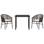 Conjunto de Comedor de Jardín 3 pcs Marrón Poliratán