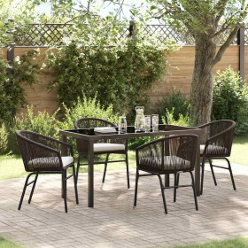 Conjunto de Comedor de Jardín 5 pcs Marrón Poliratán