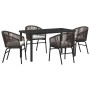 Conjunto de Comedor de Jardín 5 pcs Marrón Poliratán