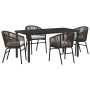 Conjunto de Comedor de Jardín 5 pcs Marrón Poliratán