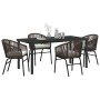 Conjunto de Comedor de Jardín 5 pcs Marrón Poliratán